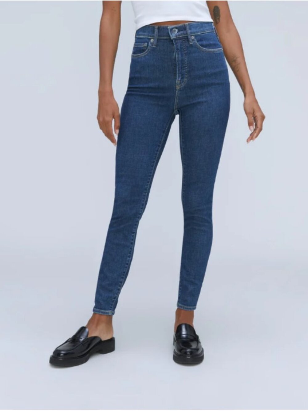 Everlane High-Rise Skinny Jeans (Size 25)(Mid Blue)